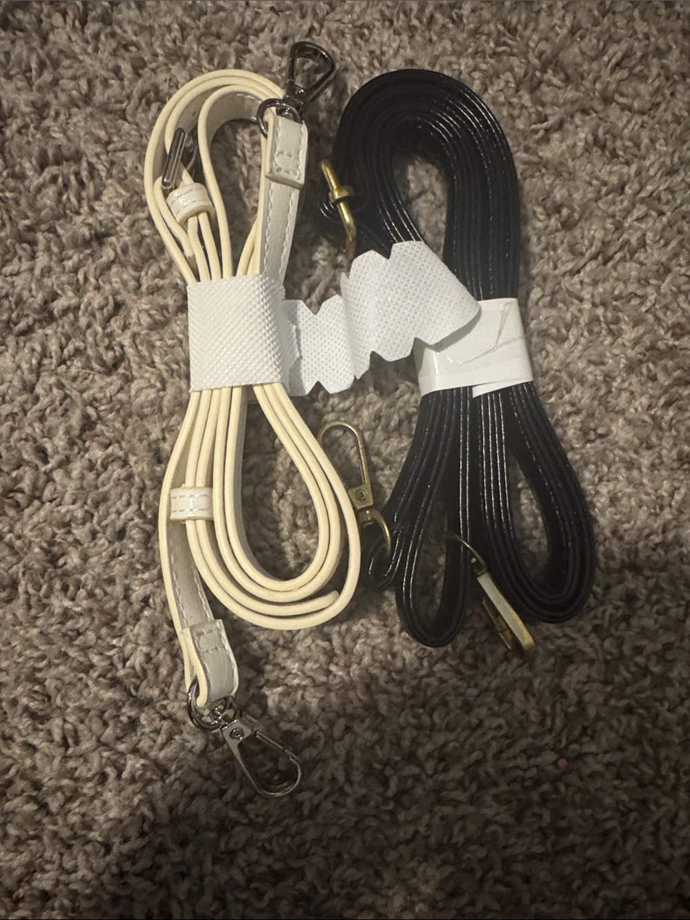 Leather purse straps- Black & Cream